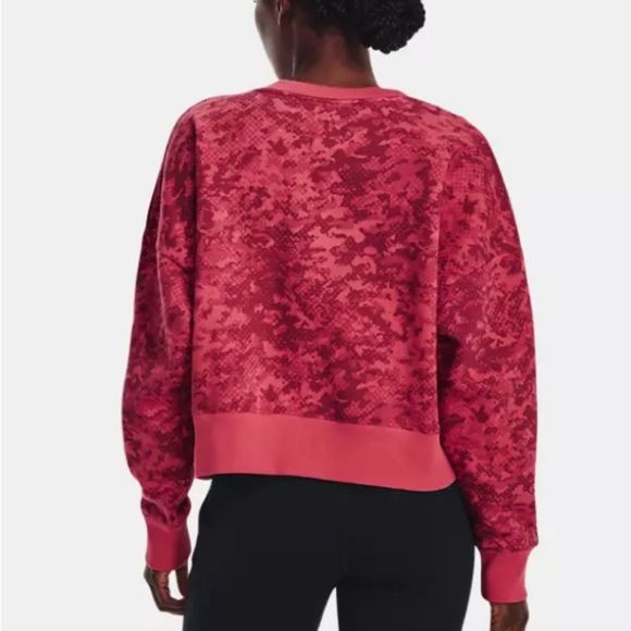 NWT Under Armour Rival Fleece Camo Crew Pullover Sweatshirt Calypso Pink - Picture 2 of 10